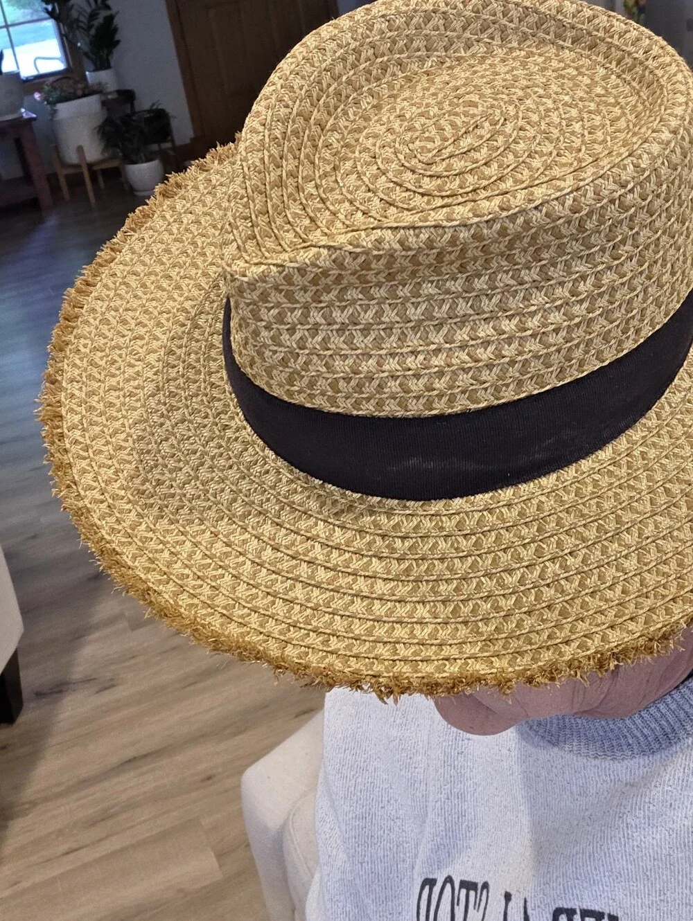 Eric Javits UPF 50+ Fedora Sun Hat Black Band Tan Packable Squishee Lightweight - Picture 3 of 13